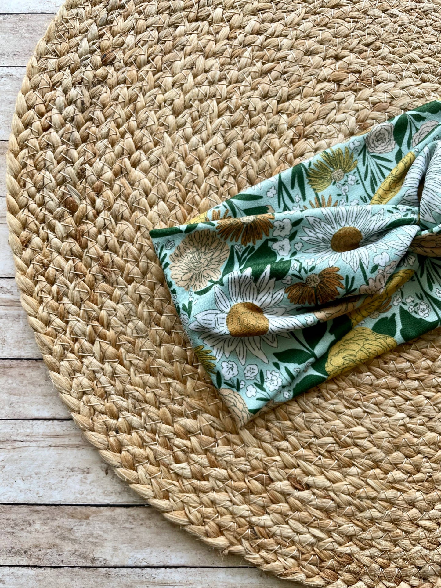 Juliet Floral Sunflower Knit Twist Headband – Designs by Rachel Joy