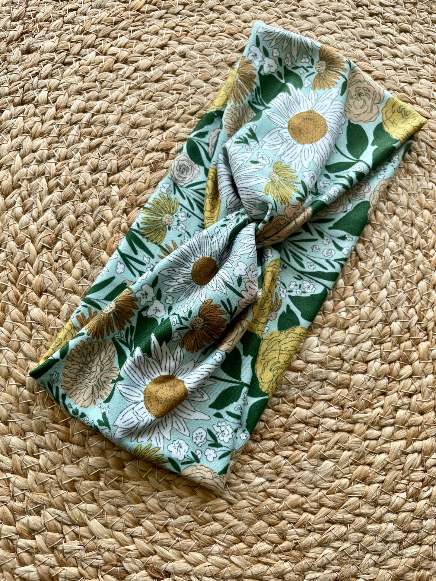 Juliet Floral Sunflower Knit Twist Headband – Designs by Rachel Joy