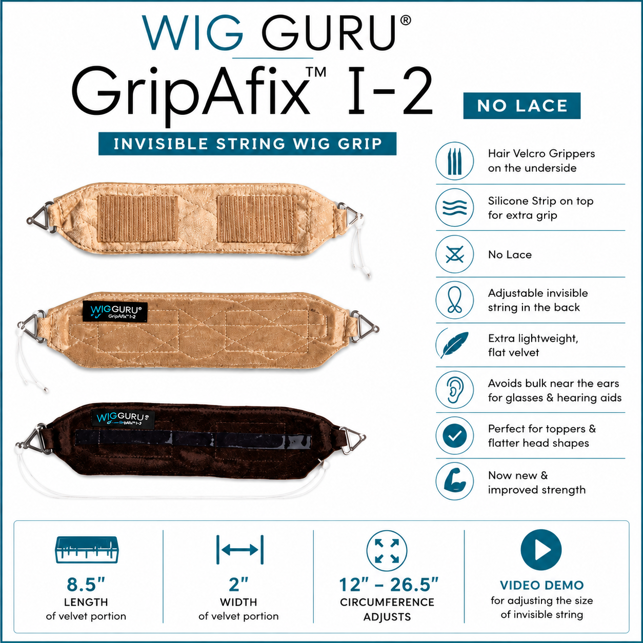 GripAfix™ I-2 No Lace Invisible String Wig Grip