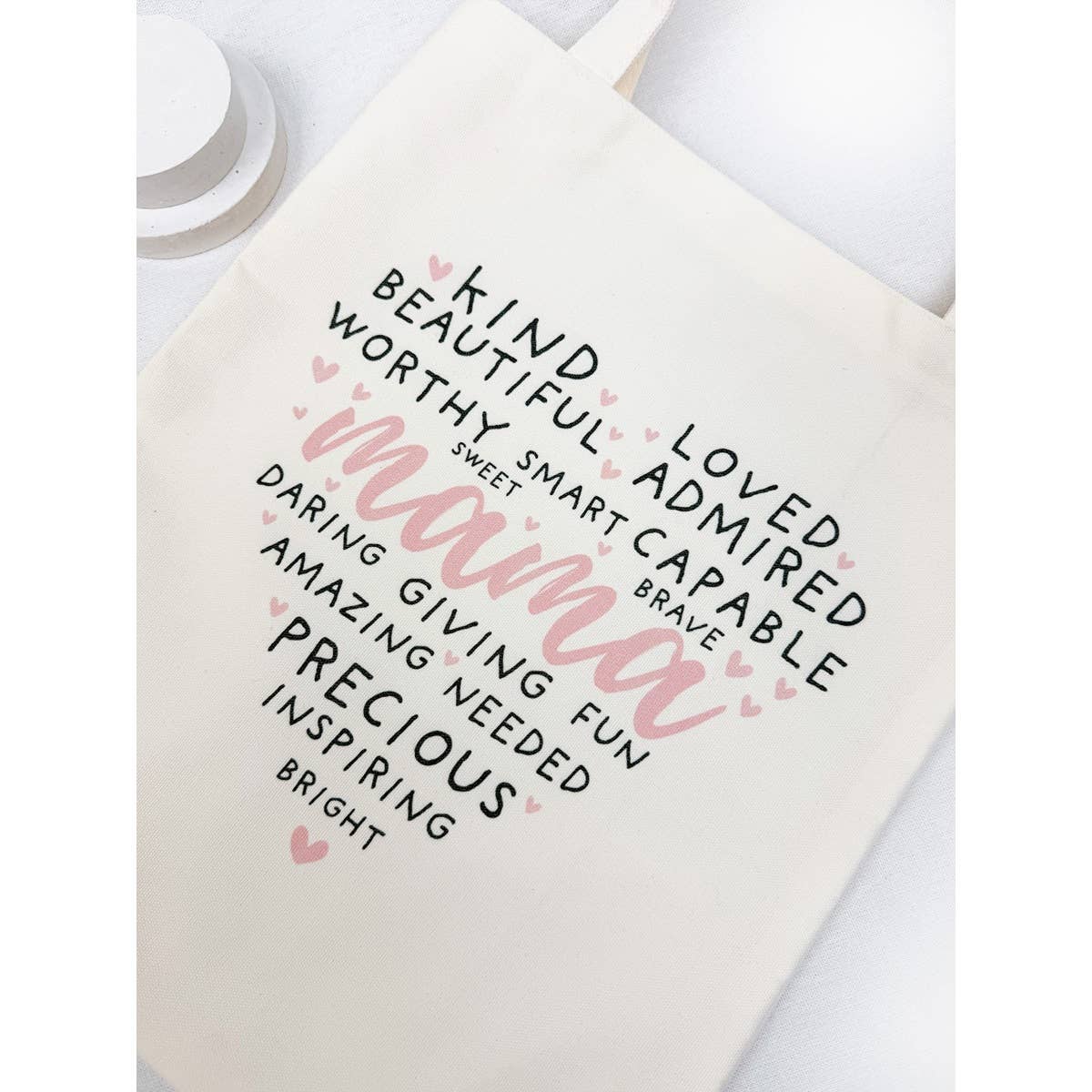 MAMA Heart Graphic Cotton Tote Bag