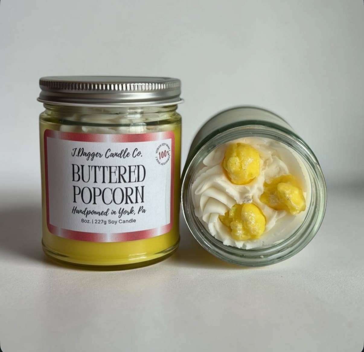 Buttered Popcorn Dessert Soy Candles- J Dagger Candle Co.