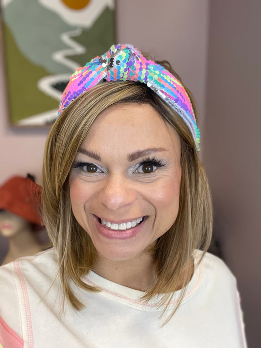 Colorful Multi Theme Sequin Top Knotted Headband – Various