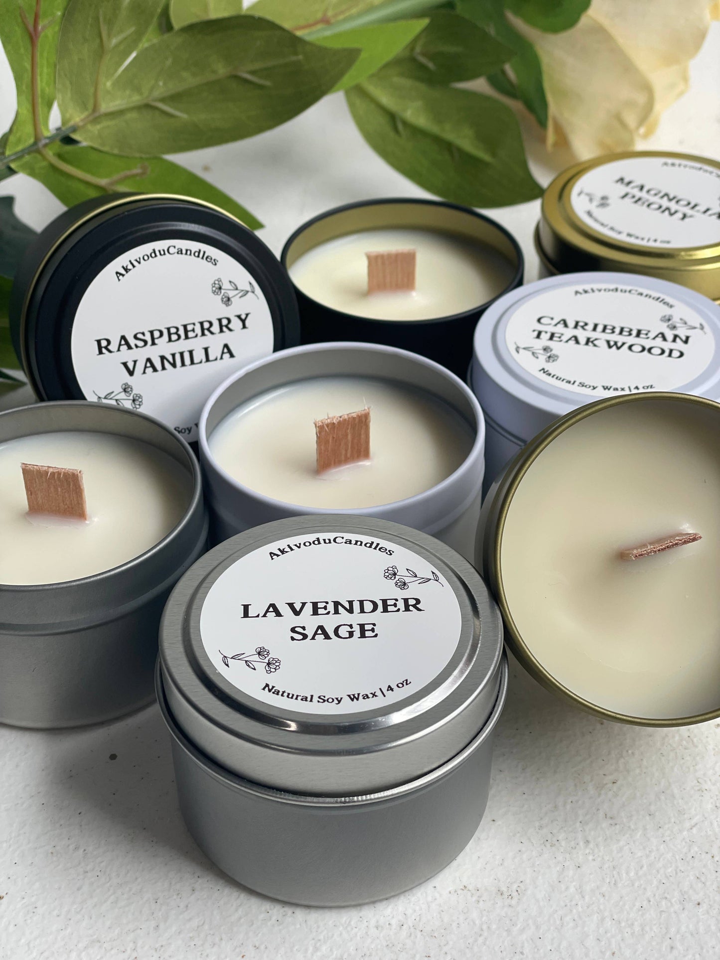 Wood Wick Candle – 4 oz by Akivodu Candles - Various Scents