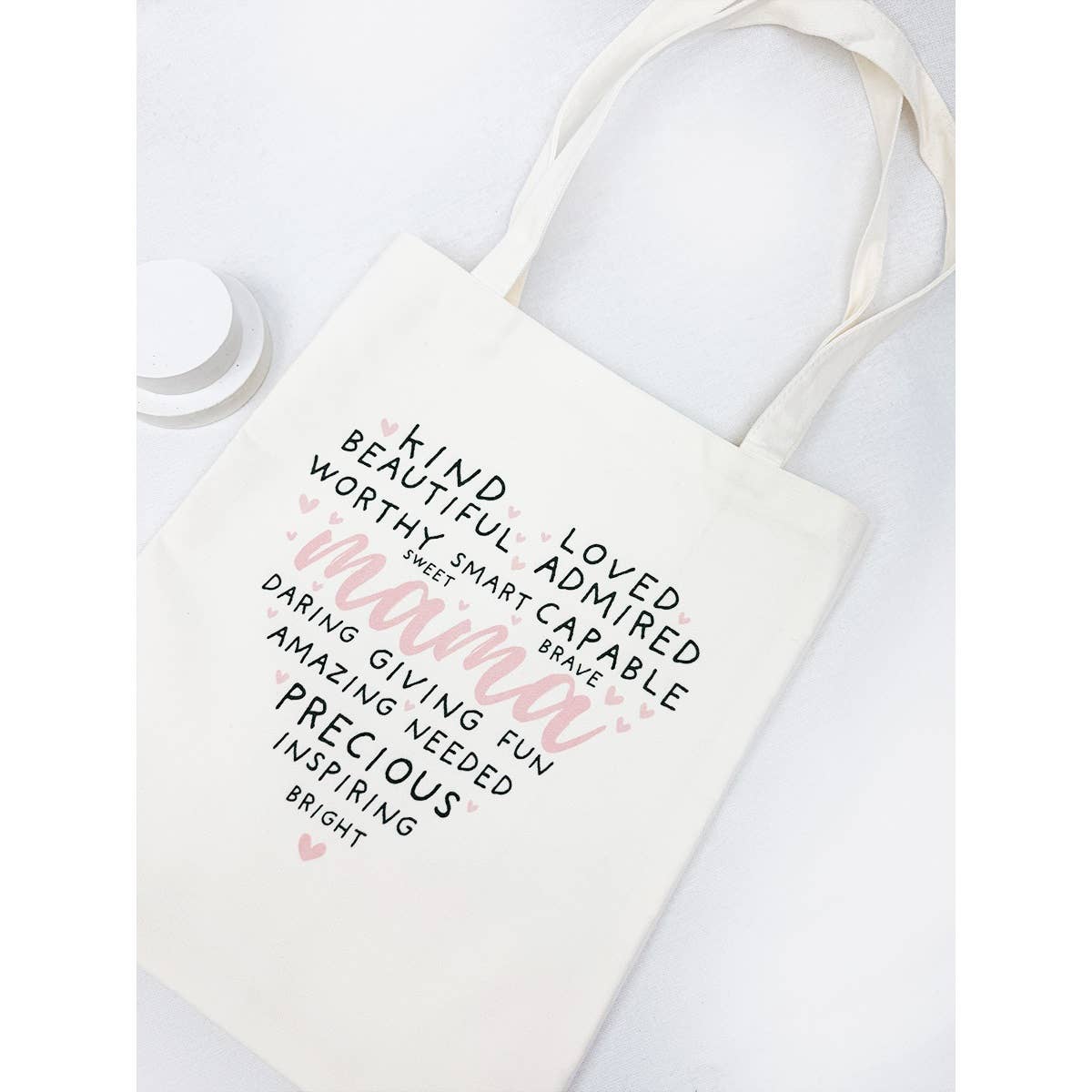 MAMA Heart Graphic Cotton Tote Bag