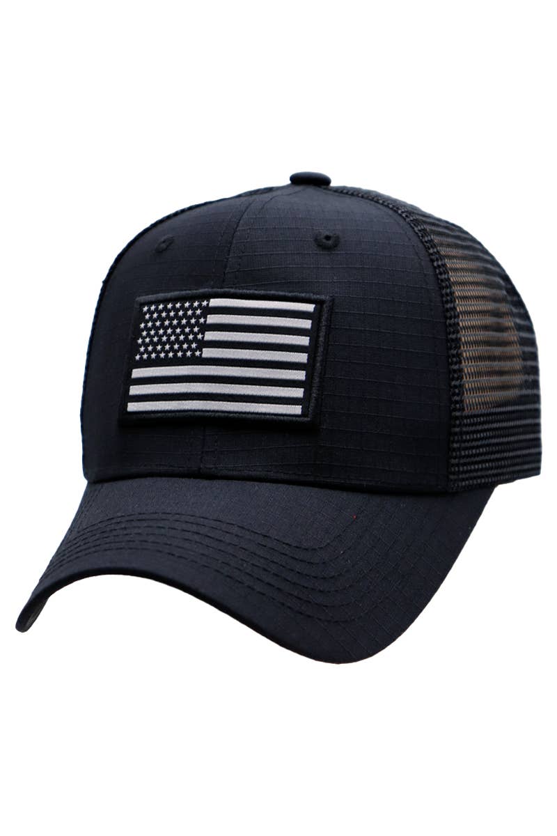 Solid American Flag Ripstop Trucker Hat by Cap Zone
