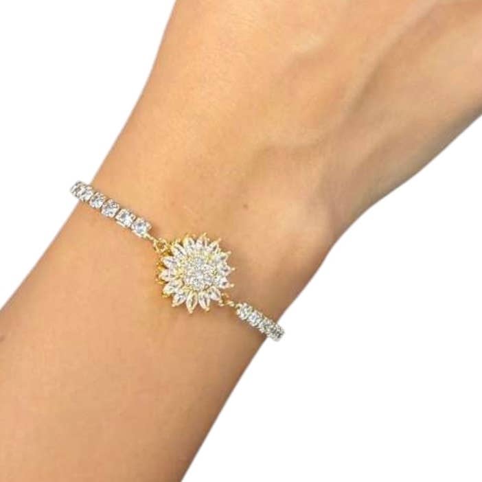 Sunburst Spinner Bracelet – Gold & Silver (Anxiety/Fidget)