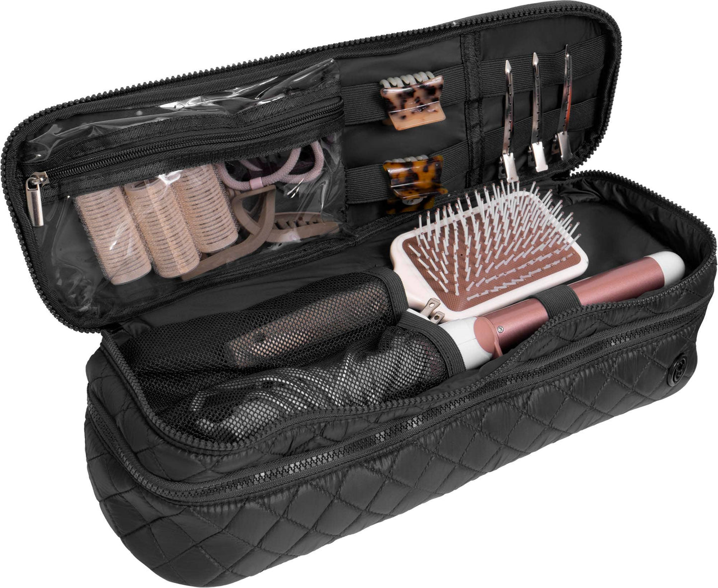 Joan & David Diamond Quilted Hair Tool Zippered Travel Case