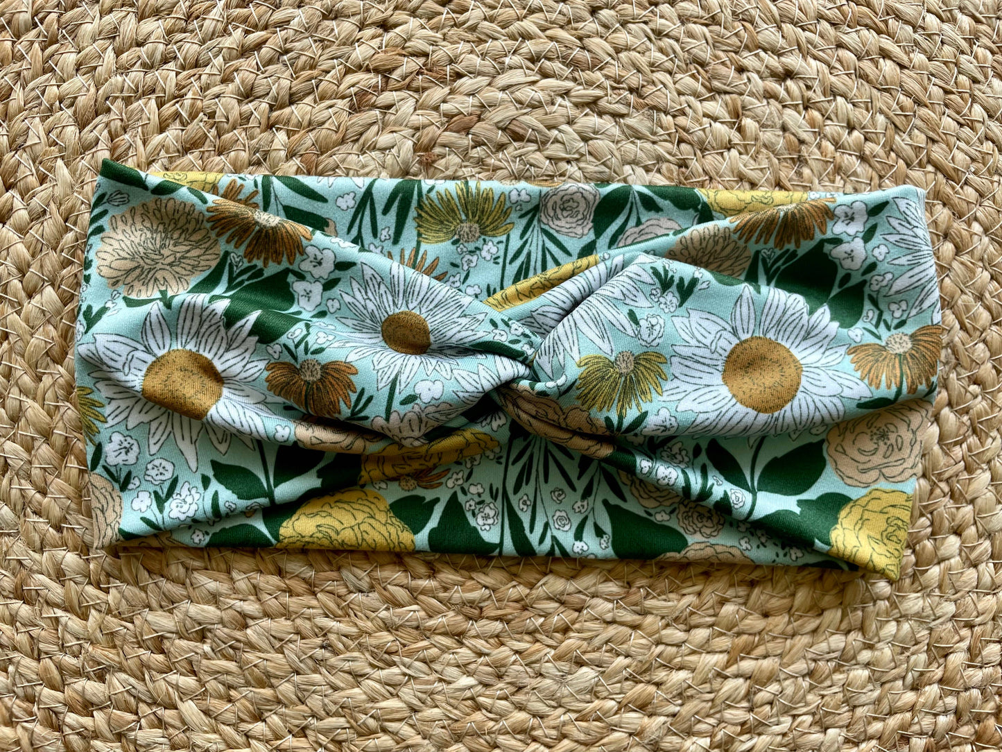 Juliet Floral Sunflower Knit Twist Headband – Designs by Rachel Joy
