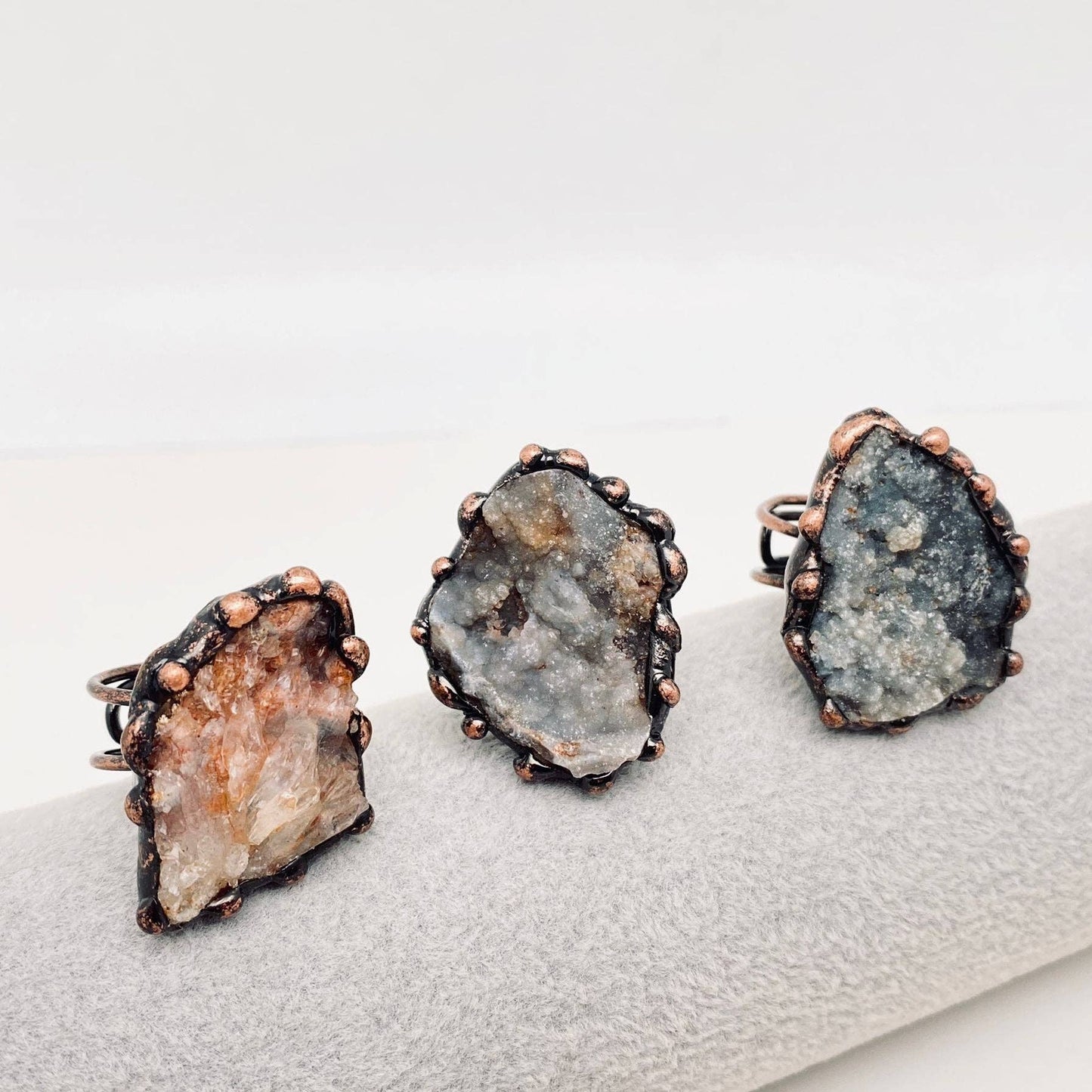 Irregular Natural Agate Rough Stone Adjustable Ring - CS