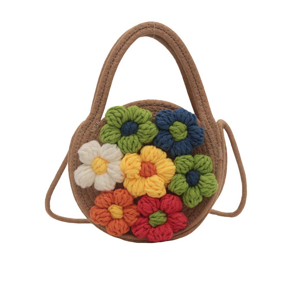 Fashionable Flower Woven Tassel Shoulder Handbag