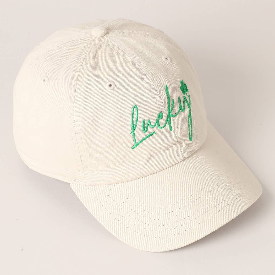 Lucky Lettering Embroidered Baseball Cap