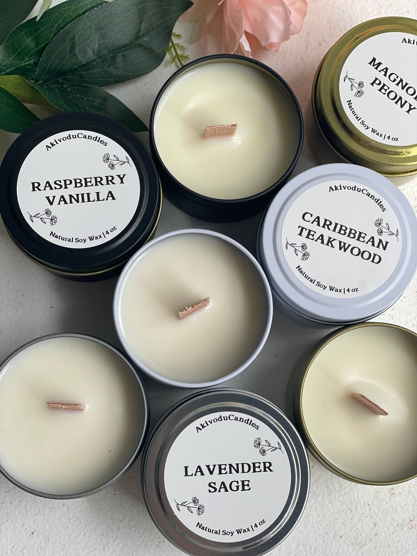 Wood Wick Candle – 4 oz by Akivodu Candles - Various Scents