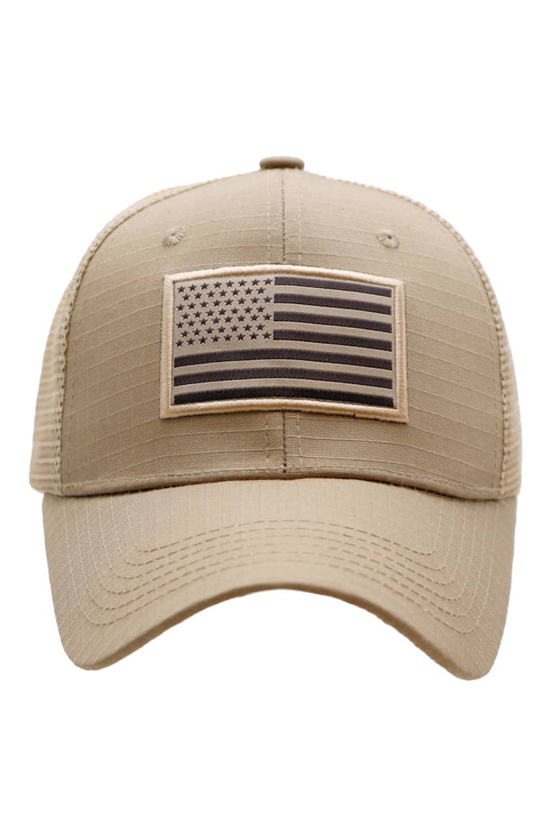 Solid American Flag Ripstop Trucker Hat by Cap Zone