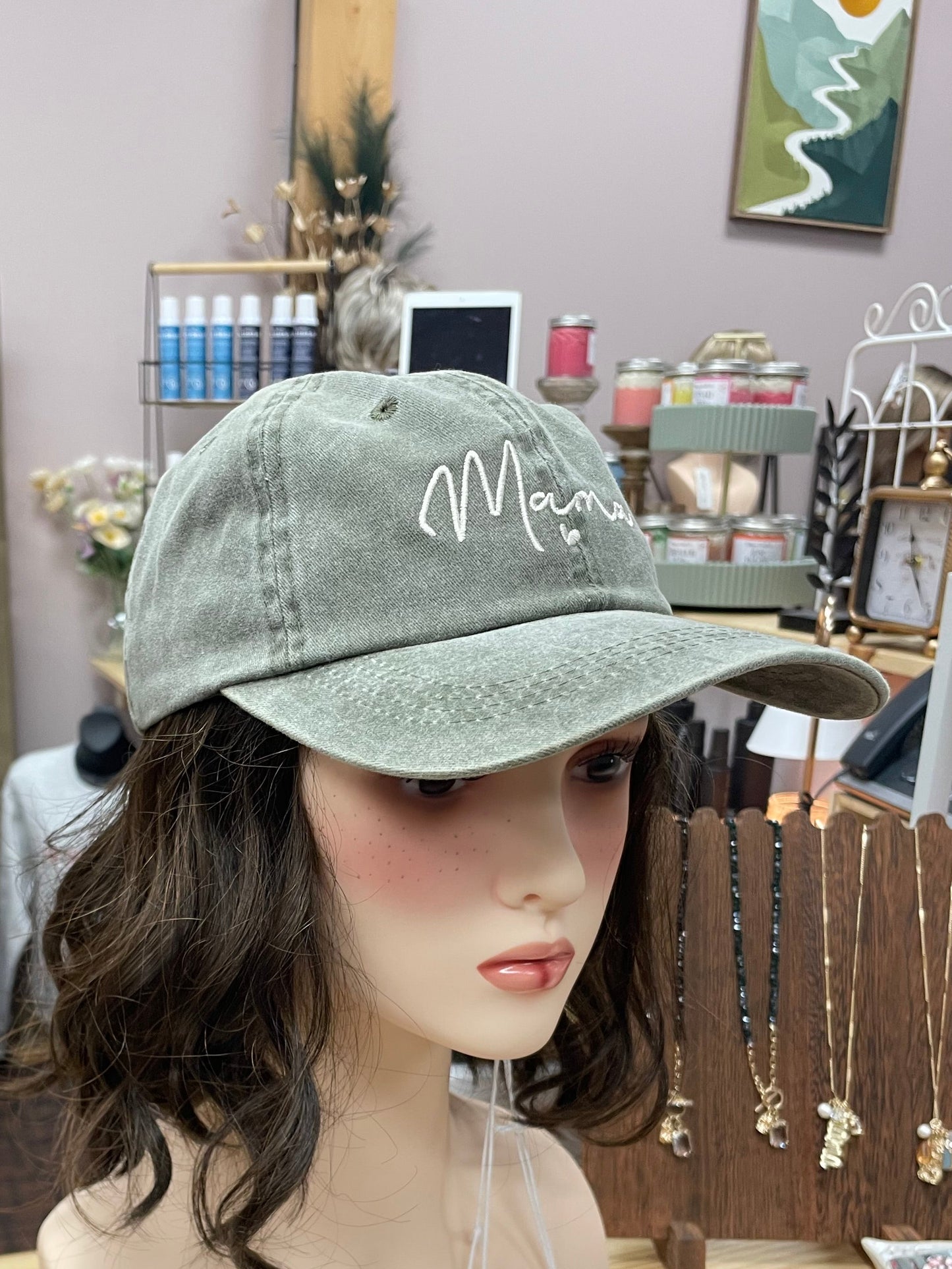 MAMA Embroidered Acid Wash Baseball Cap
