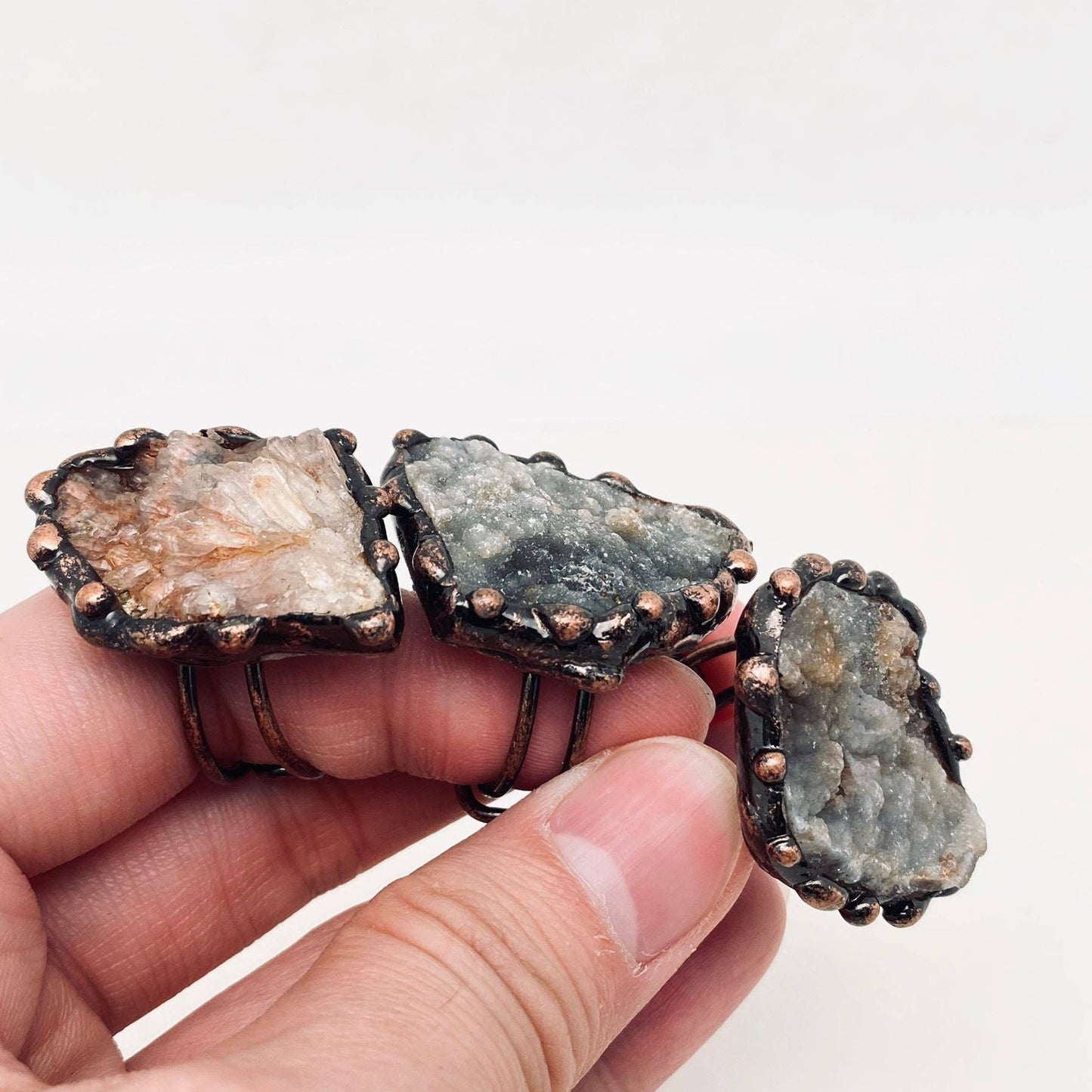 Irregular Natural Agate Rough Stone Adjustable Ring - CS
