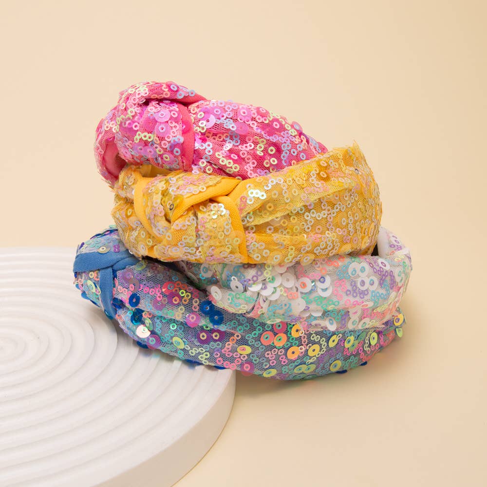 Pastels Sequins Top Knot Headband – Various Colors
