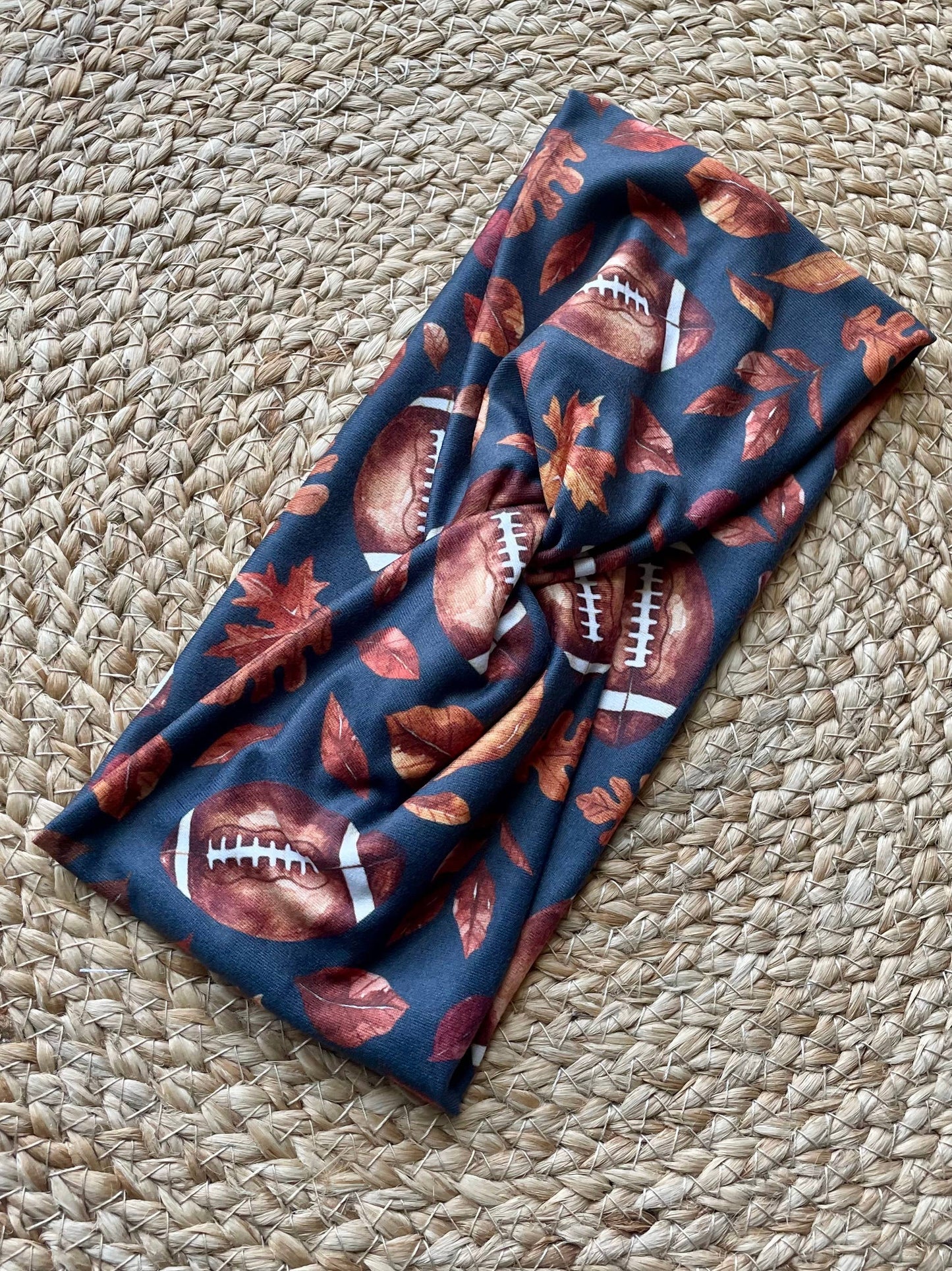 Football and Leaves Knit Twist Headband – Designs by Rachel Joy