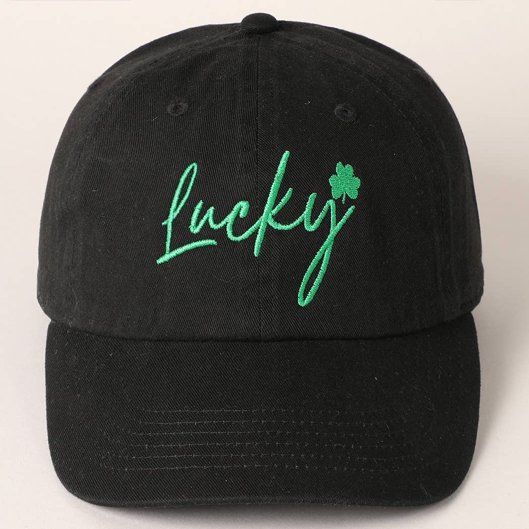 Lucky Lettering Embroidered Baseball Cap
