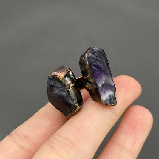 Vintage Double Amethyst Adjustable Ring