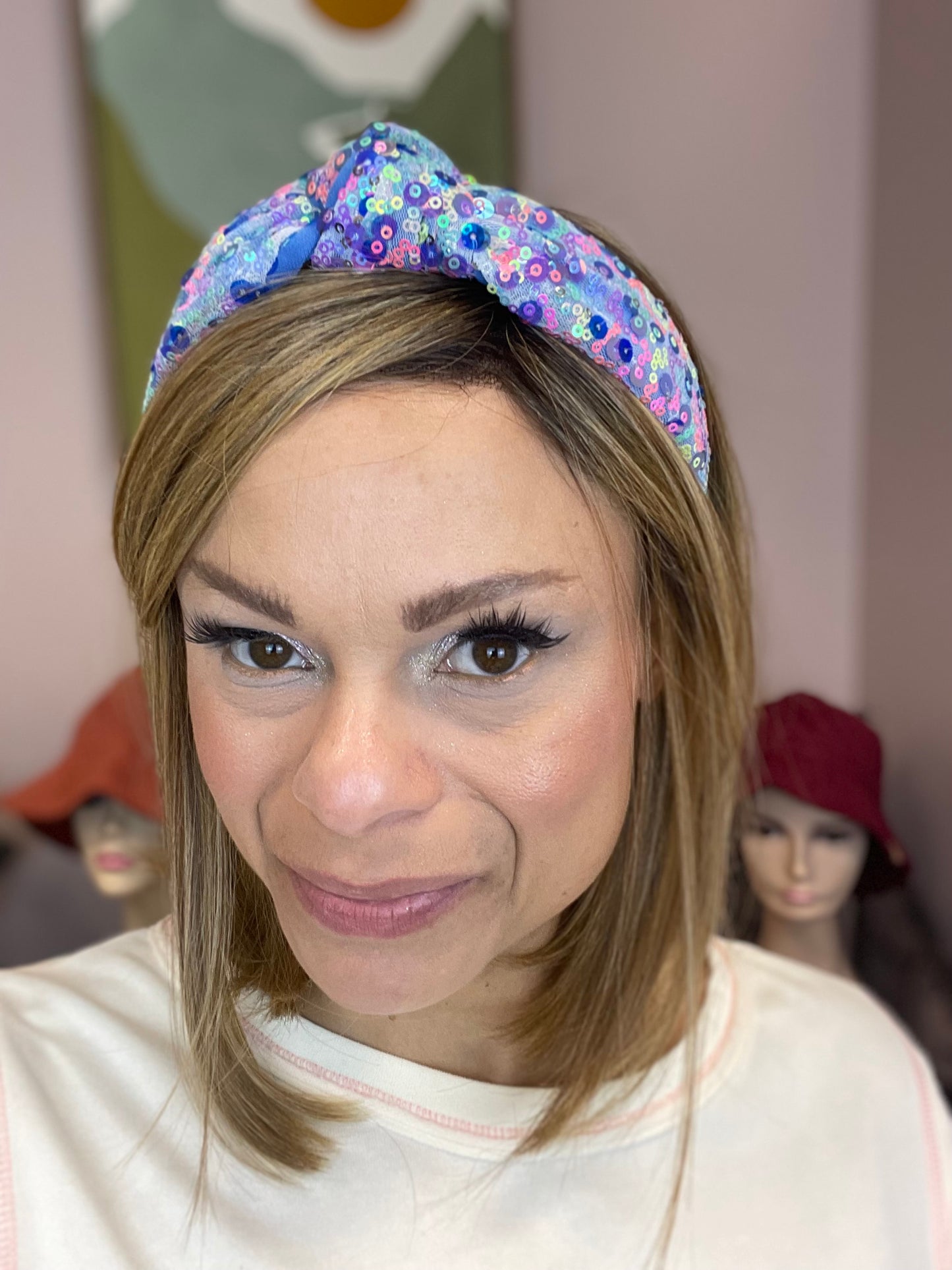Pastels Sequins Top Knot Headband – Various Colors