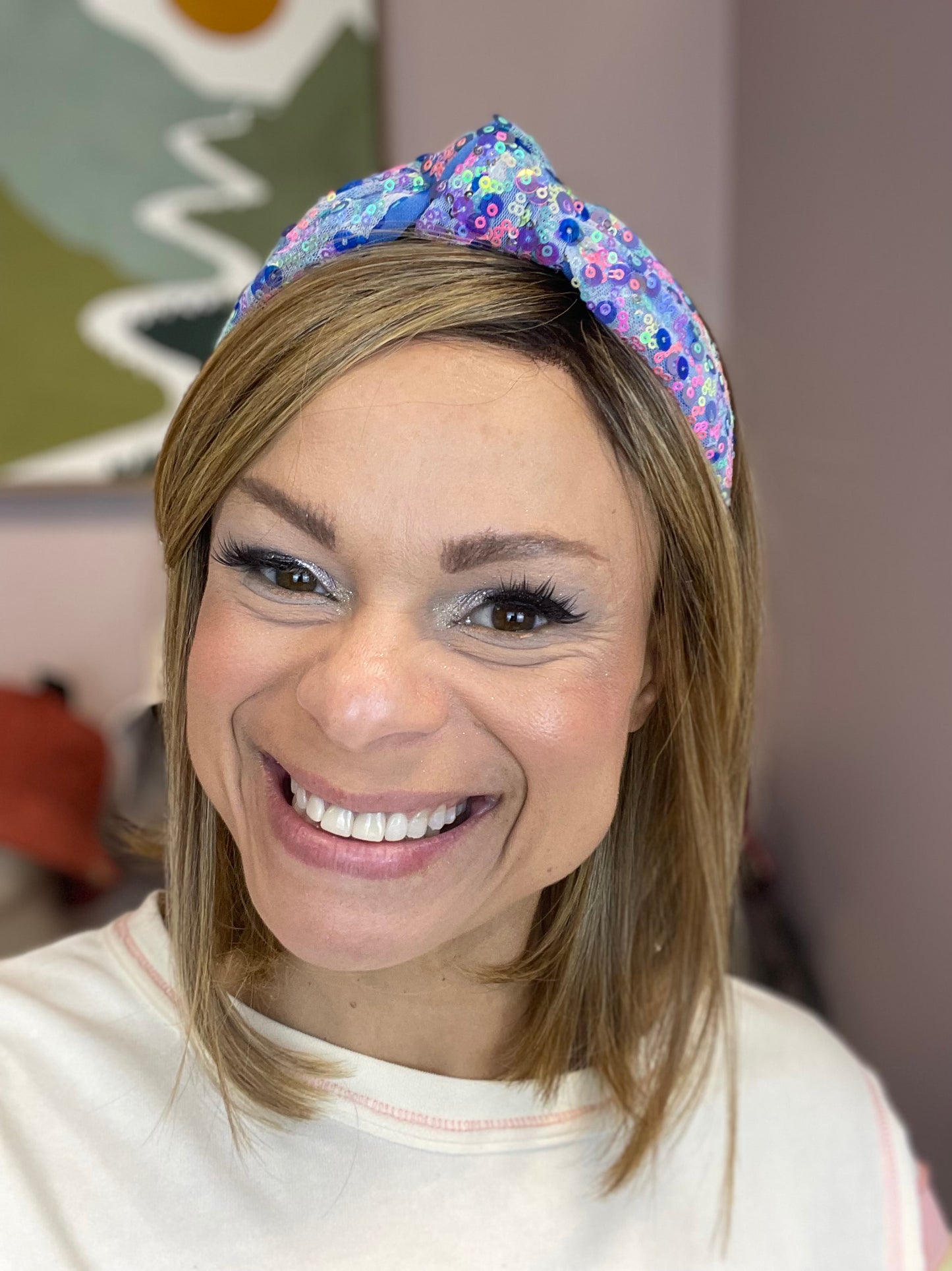 Pastels Sequins Top Knot Headband – Various Colors