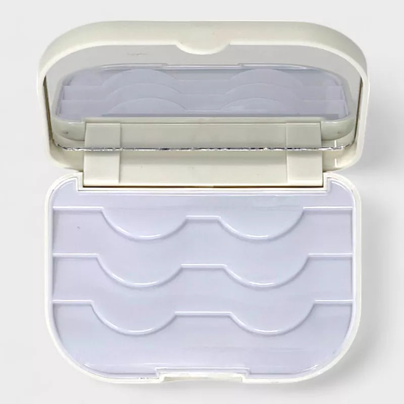 False Eyelash Organizer Case with Mirror Eyelashes Travel Storage Box - Holds 3 Pairs