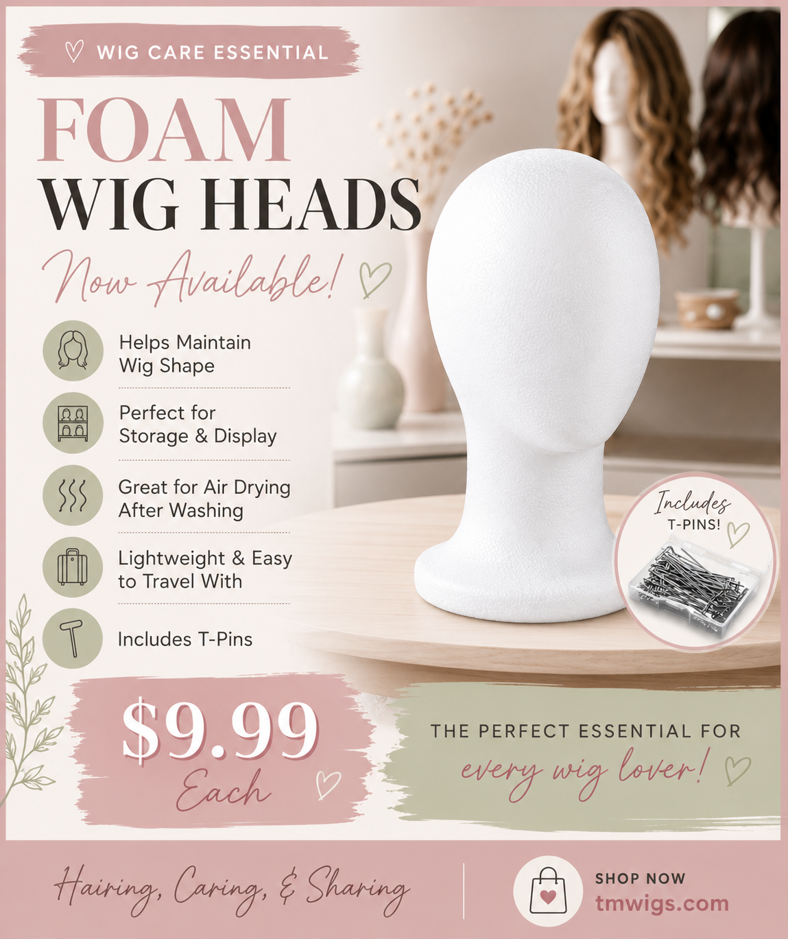Foam Wig Head by Tia Maria Wigs