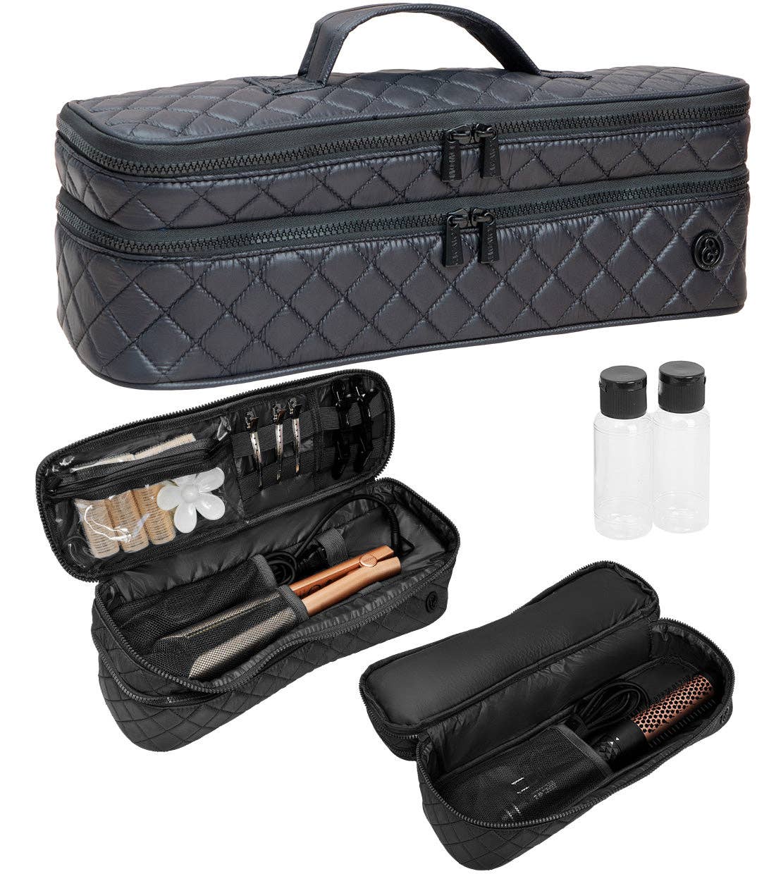 Joan & David Diamond Quilted Hair Tool Zippered Travel Case