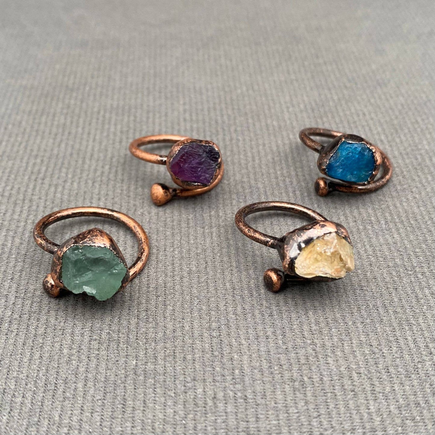 Vintage Blue Apatite Stone Inlaid Adjustable Ring
