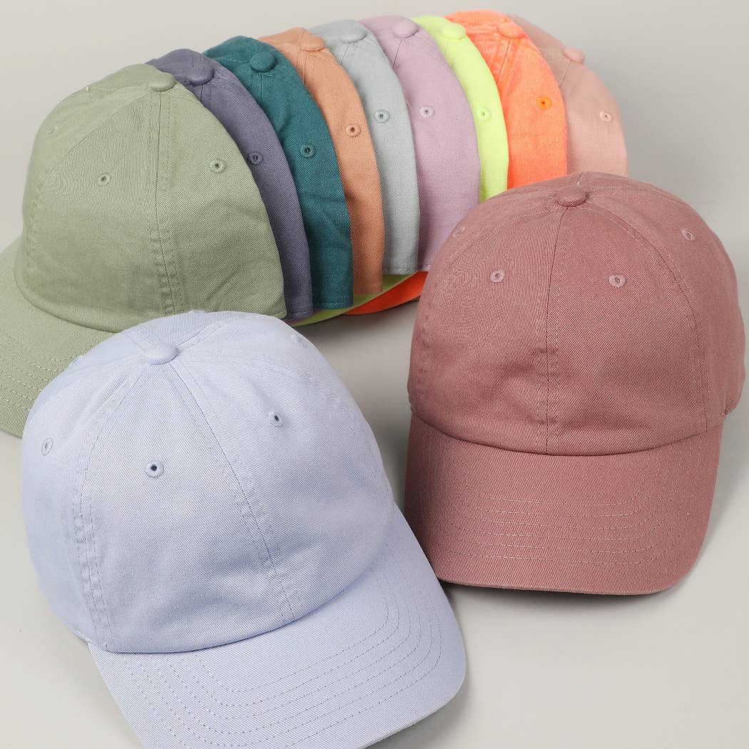 Stone Washed Cotton Solid Color Baseball Cap (Various colors)