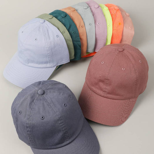 Stone Washed Cotton Solid Color Baseball Cap (Various colors)