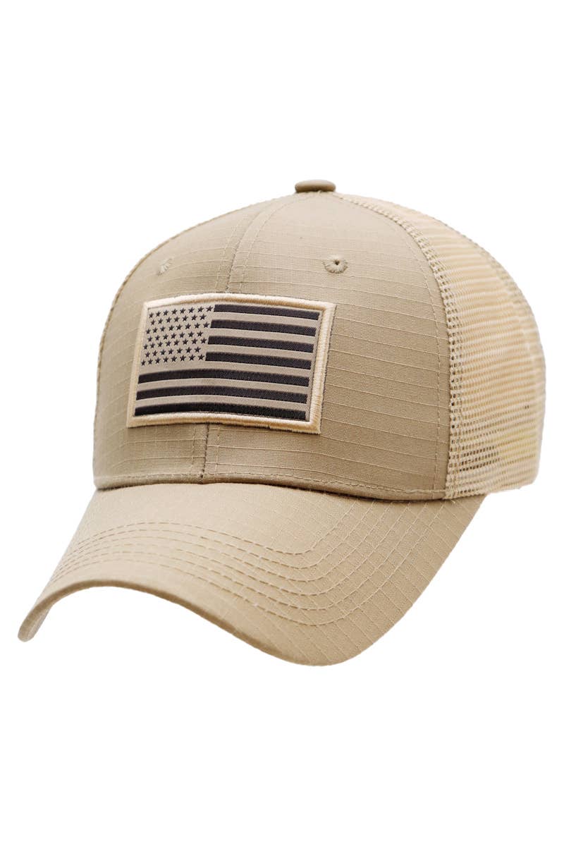 Solid American Flag Ripstop Trucker Hat by Cap Zone