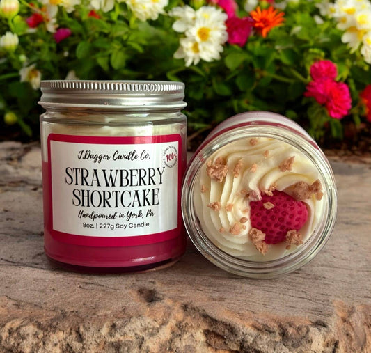 Strawberry Shortcake Soy Dessert Candle by J Dagger Candle Co. - 8oz