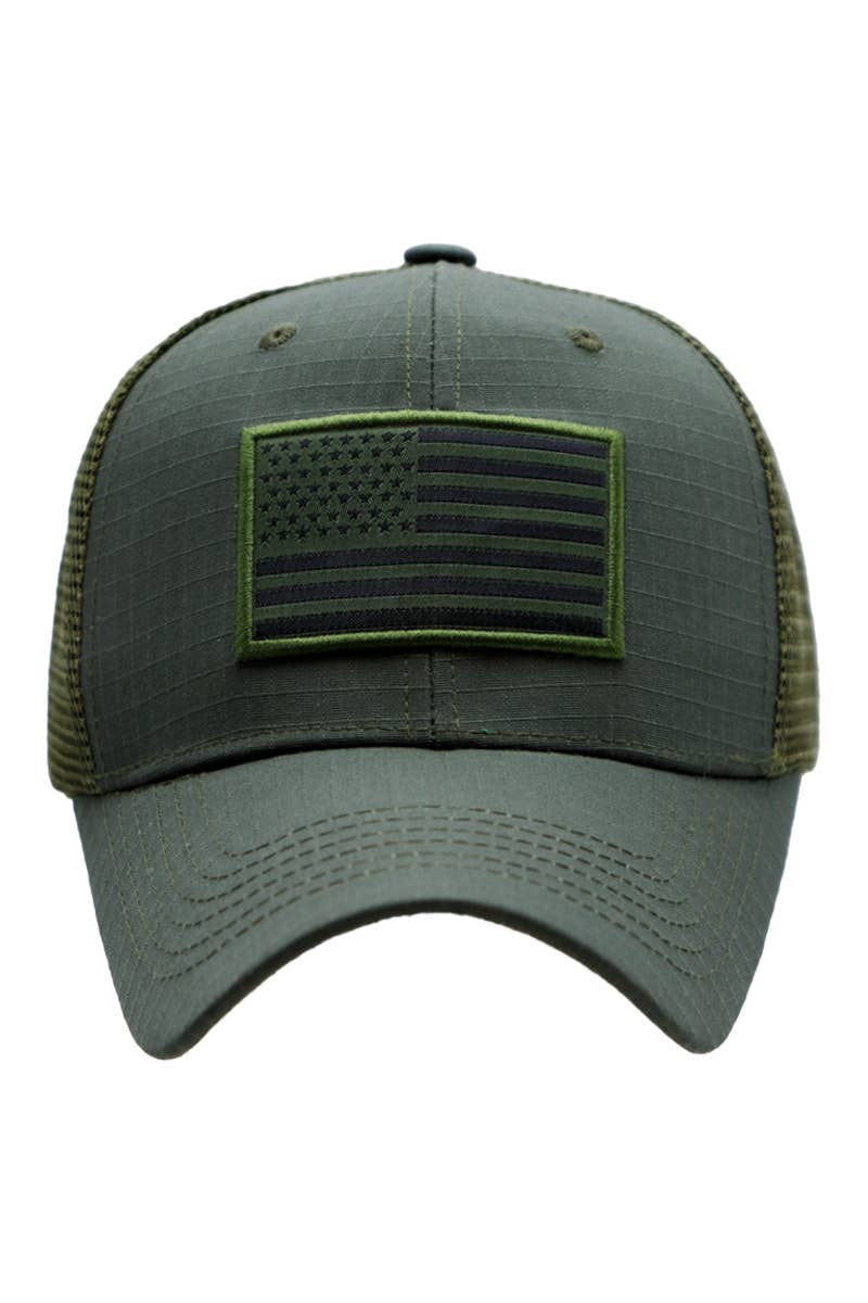 Solid American Flag Ripstop Trucker Hat by Cap Zone