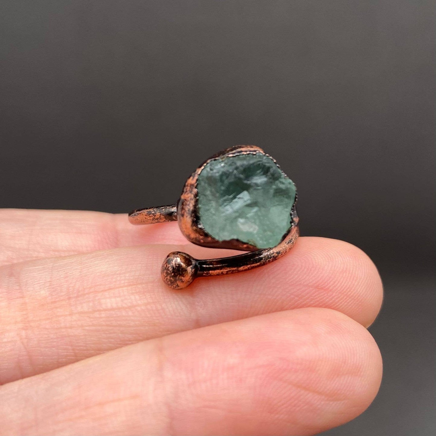 Vintage Blue Apatite Stone Inlaid Adjustable Ring