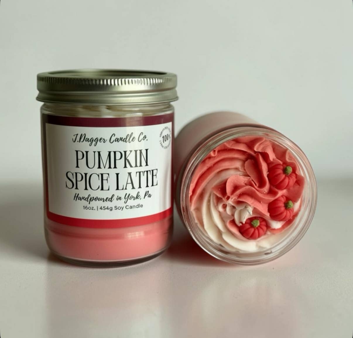 Pumpkin Spice Latte Soy Dessert Candles- J Dagger Candle Co.