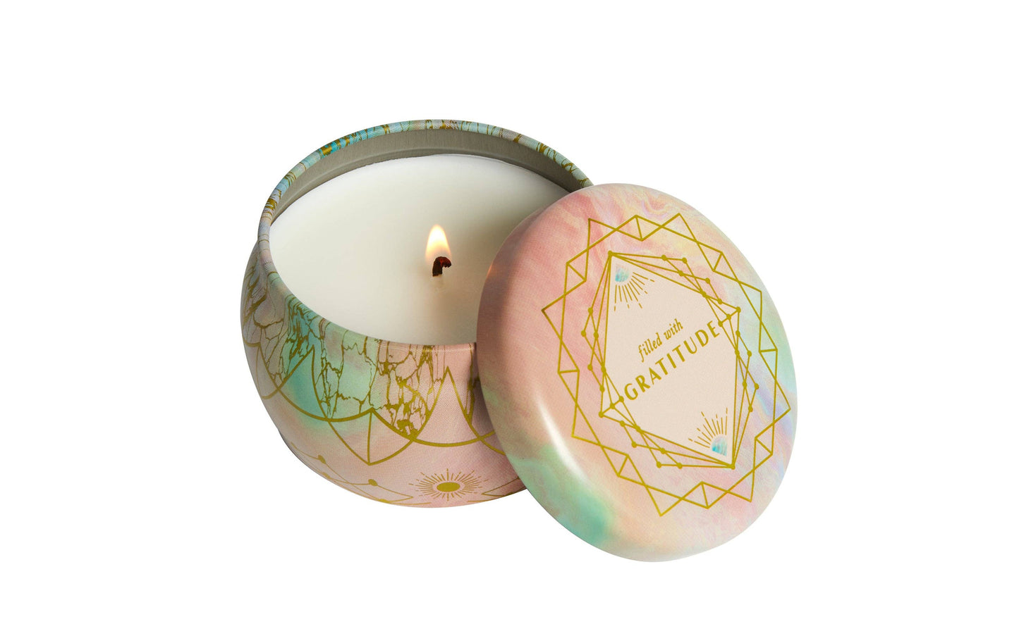 Gratitude Scented Tin Candle by Insight Editions | Grapefruit & Rose Scented Soy & Coco Candle