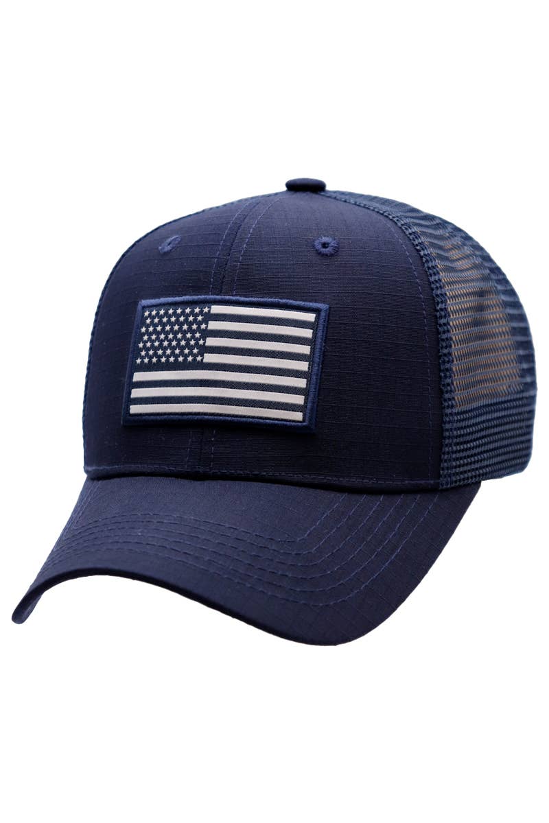 Solid American Flag Ripstop Trucker Hat by Cap Zone