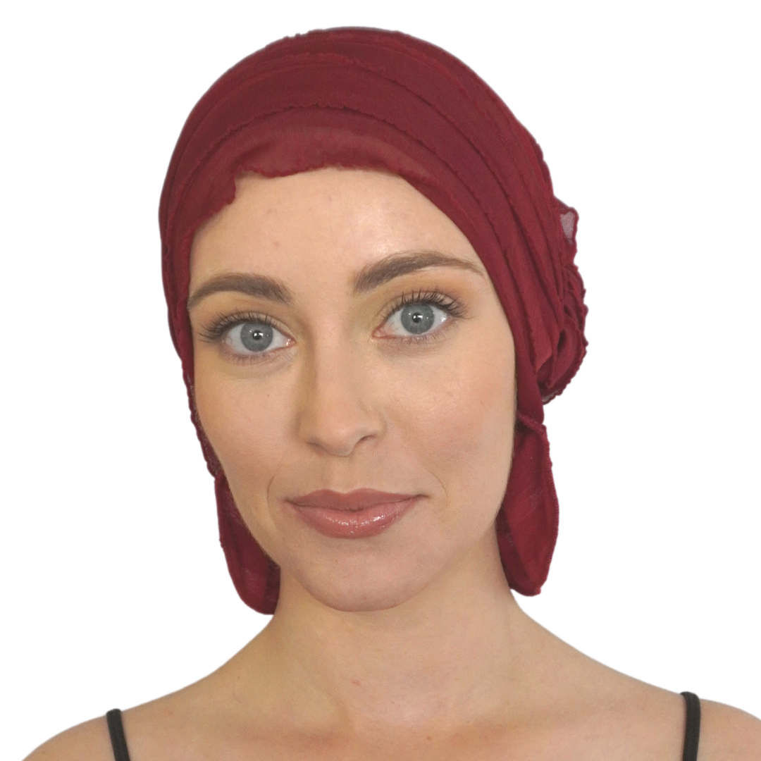 Merlot Wine Ruffle Chemo Beanie by Chemo Beanies