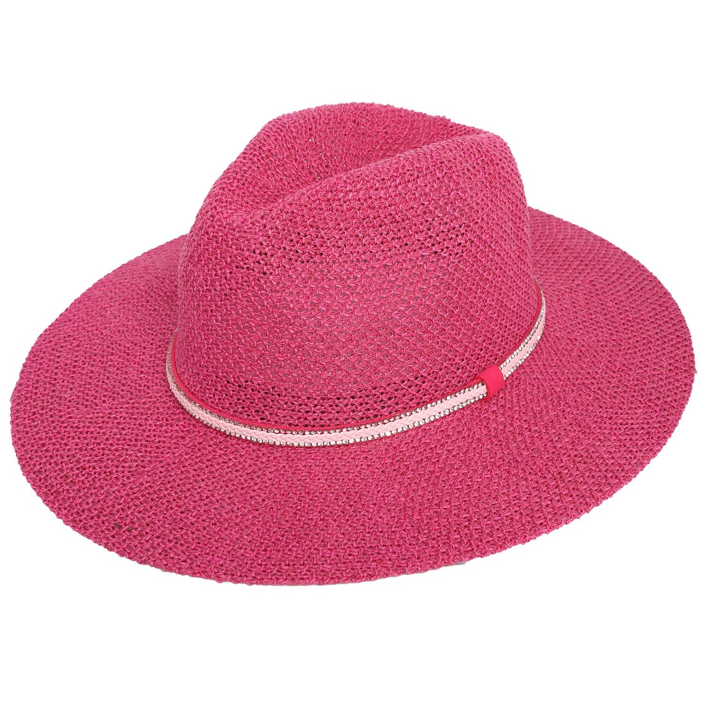 Floppy Wide Brim Paper Braid Panama Hat with Rhinestone Band