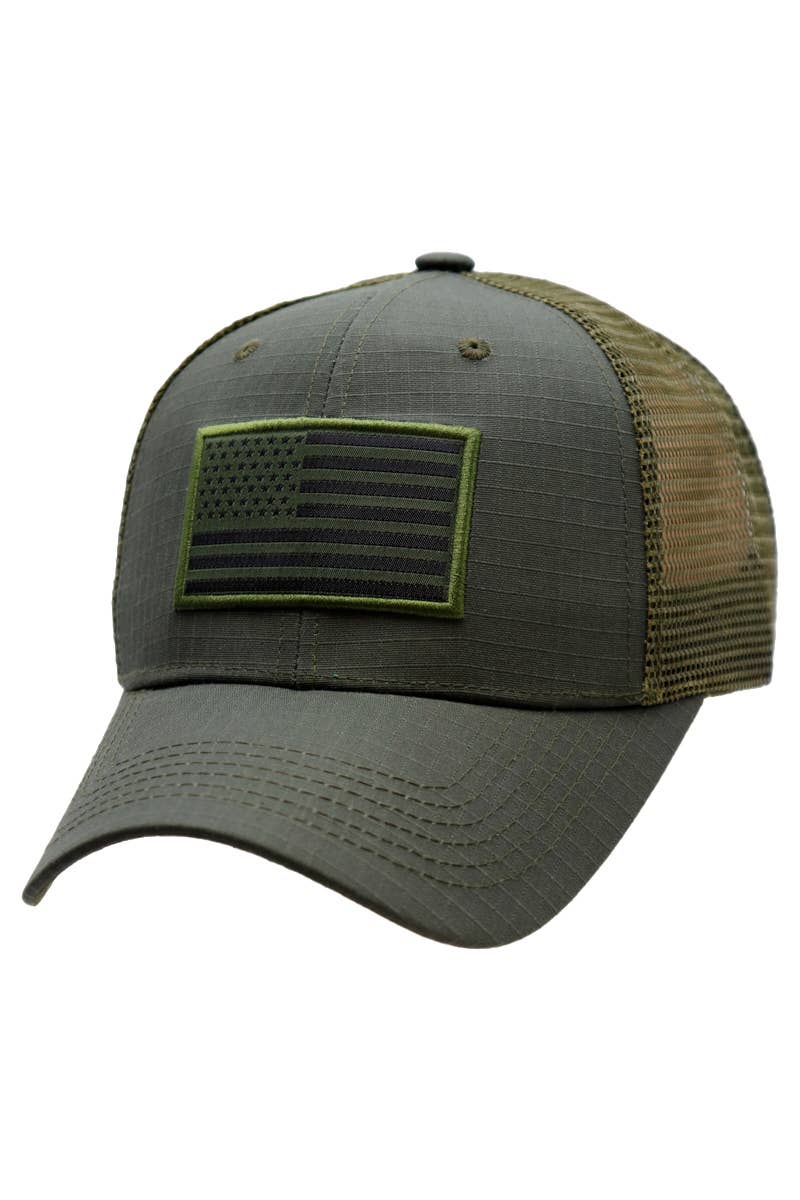 Solid American Flag Ripstop Trucker Hat by Cap Zone