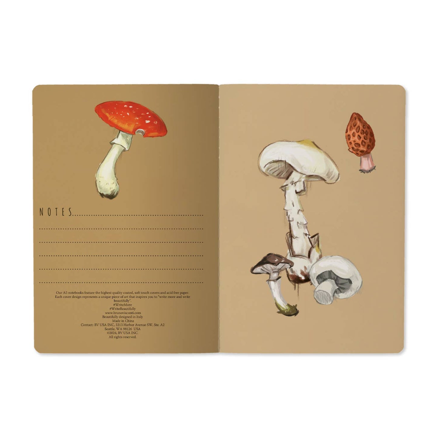 BV by Bruno Visconti – Mushrooms on White Notebook