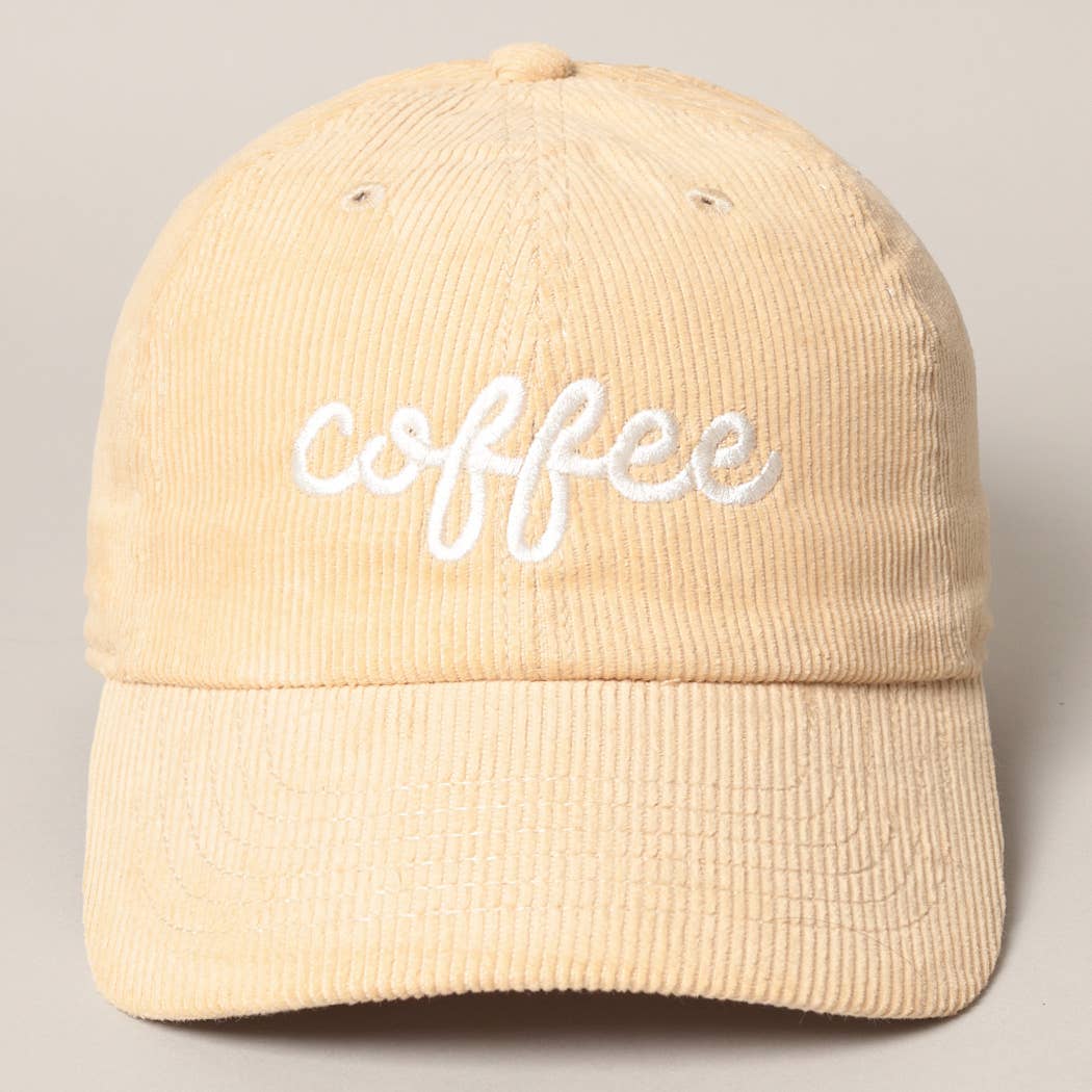 COFFEE Embroidered Corduroy Cap