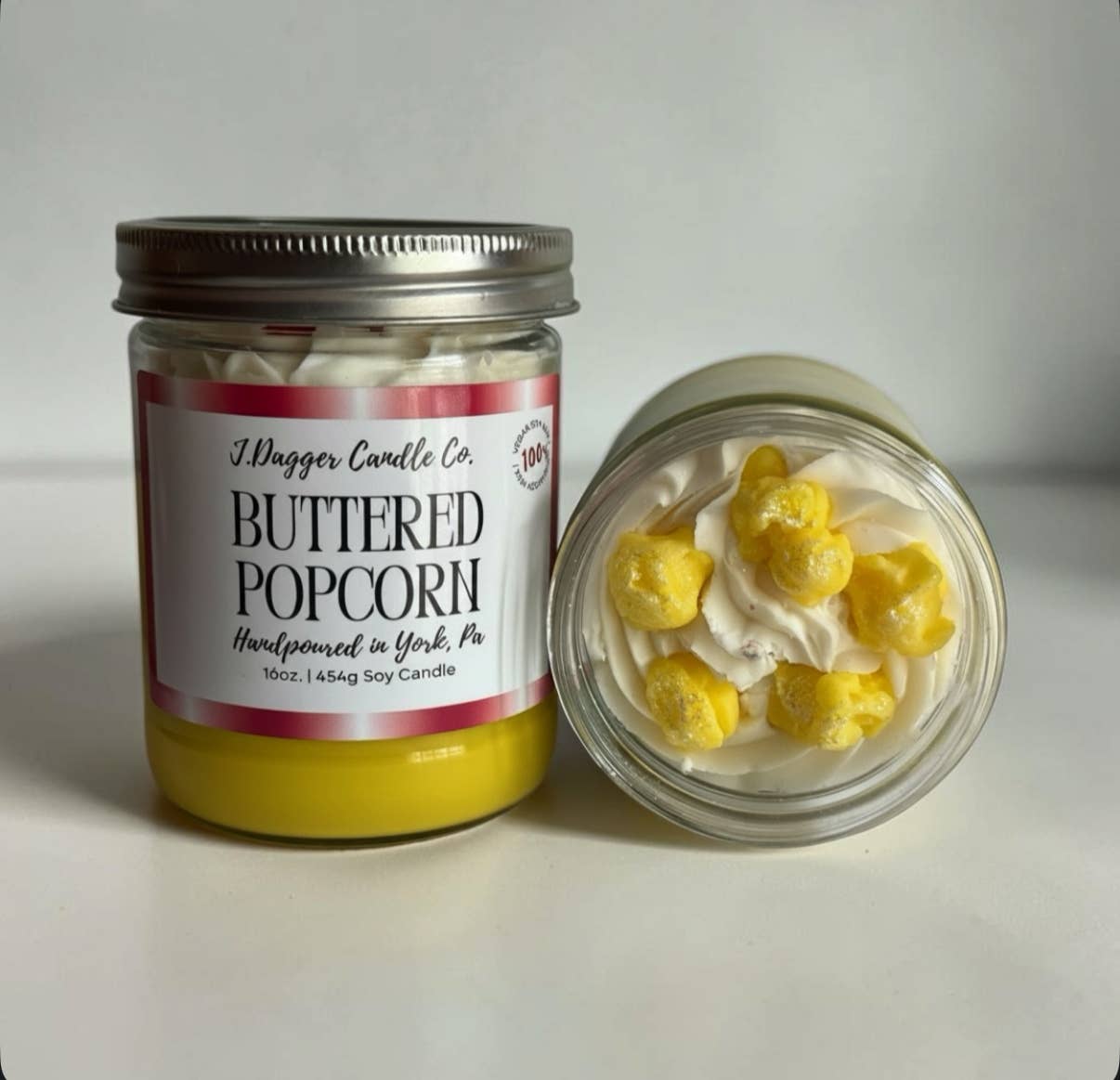 Buttered Popcorn Dessert Soy Candles- J Dagger Candle Co.