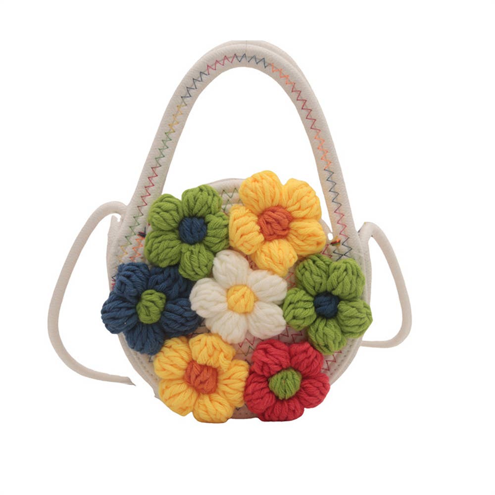 Fashionable Flower Woven Tassel Shoulder Handbag