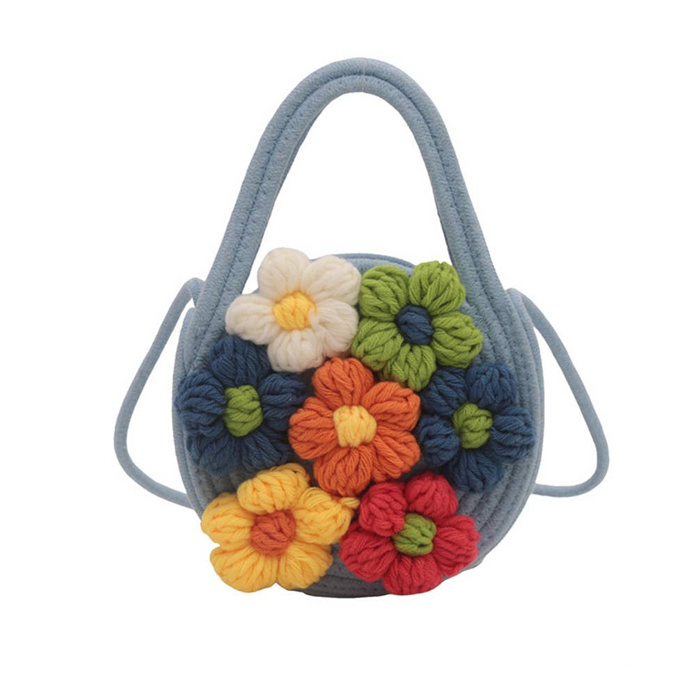 Fashionable Flower Woven Tassel Shoulder Handbag
