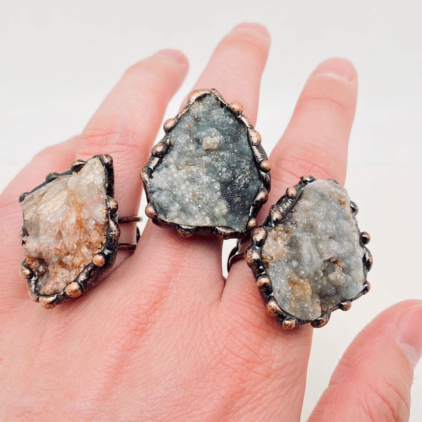 Irregular Natural Agate Rough Stone Adjustable Ring - CS