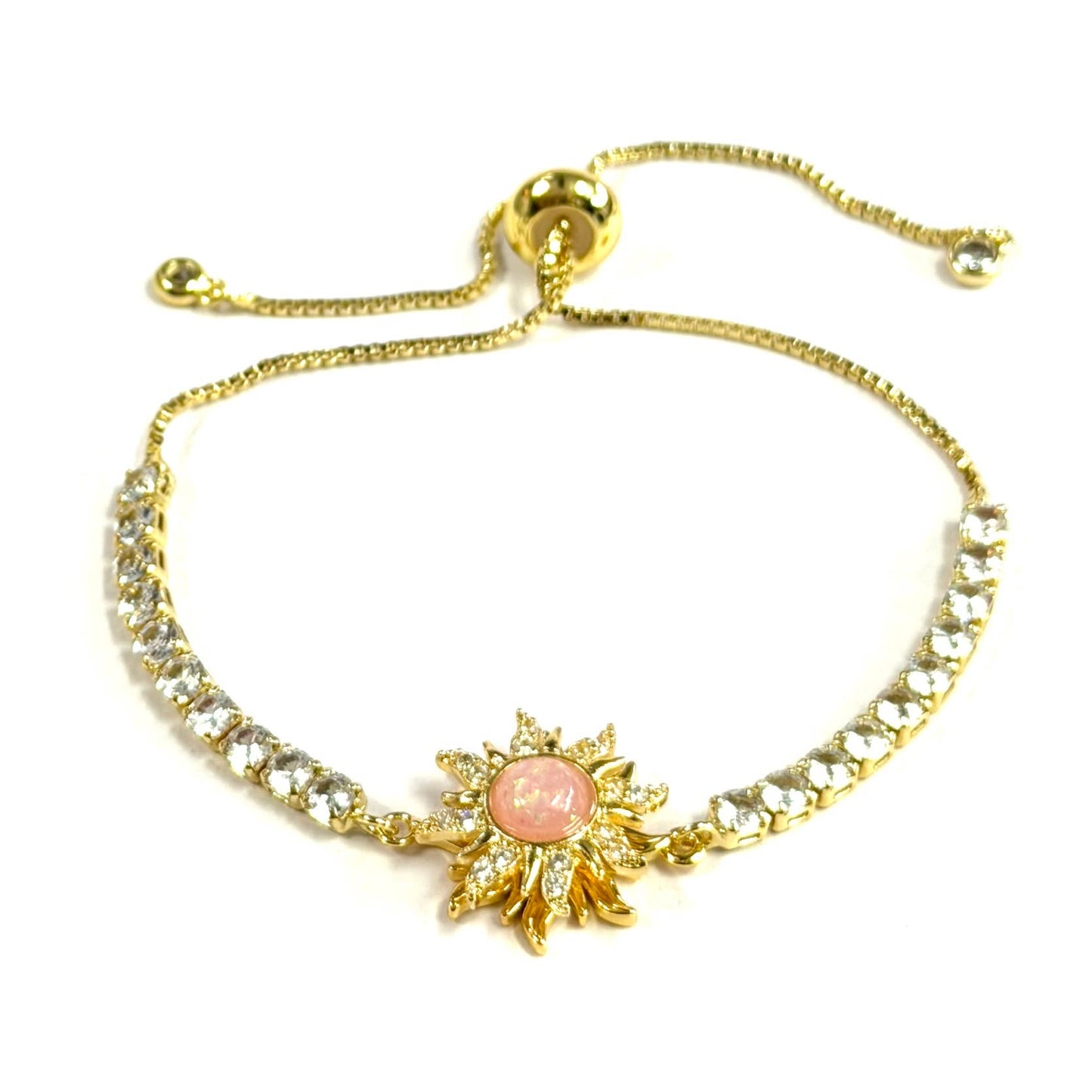 Pink Sunburst Spinner Bracelet – Silver (Anxiety/Fidget)