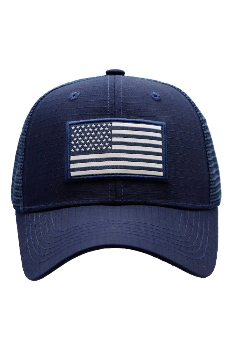 Solid American Flag Ripstop Trucker Hat by Cap Zone