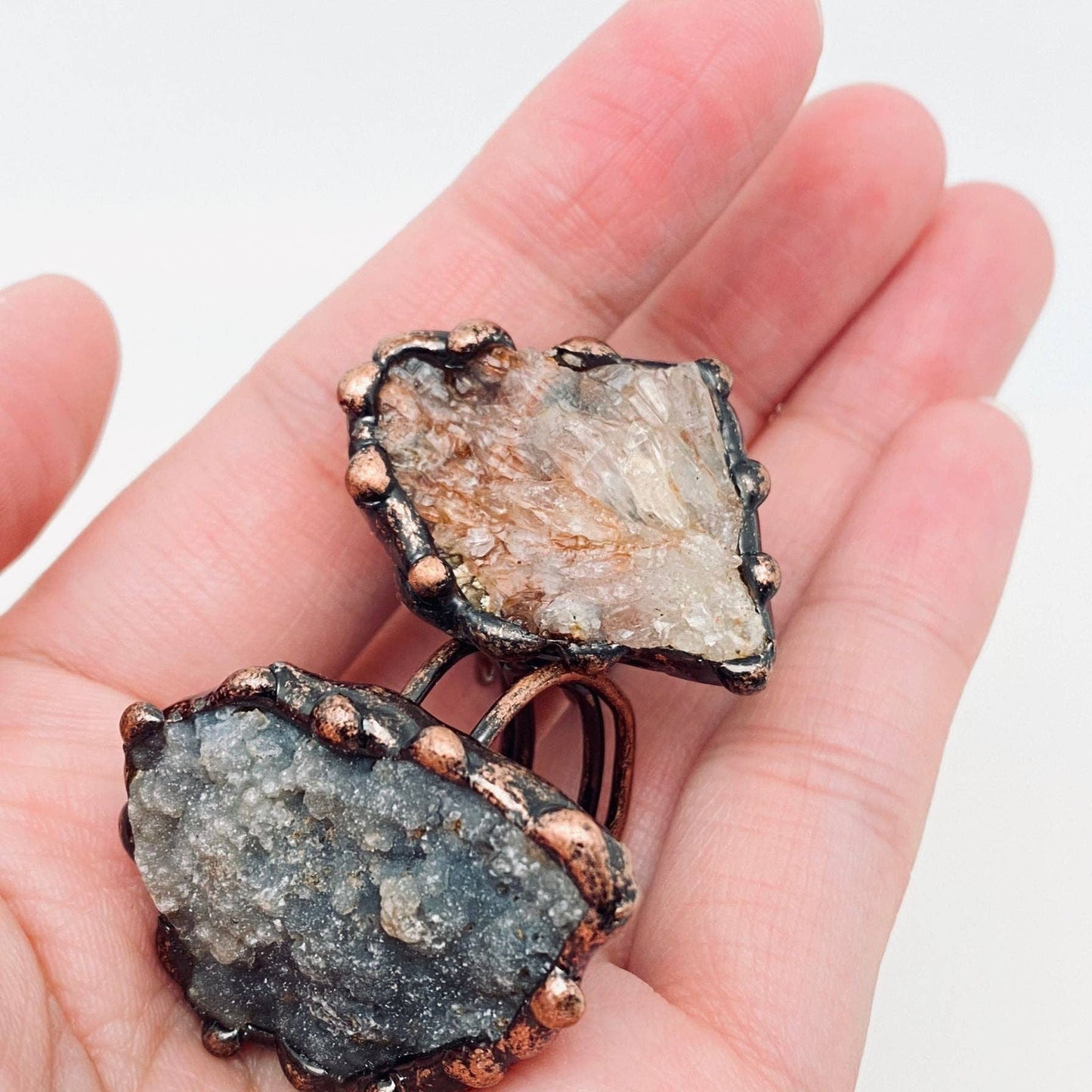 Irregular Natural Agate Rough Stone Adjustable Ring - CS